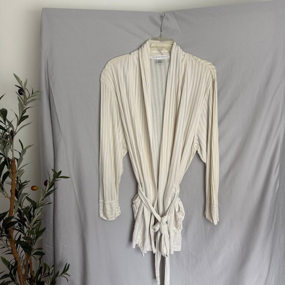 Underwriters 100% Silk Duster Coverup Robe Kimono White S